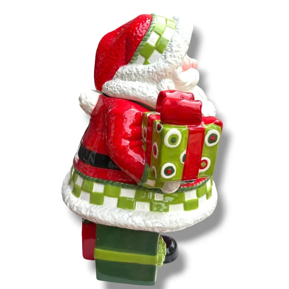 Fitz‎ and Floyd Holiday Cheer Santa Cookie Jar Christmas Ceramic Canister 2008